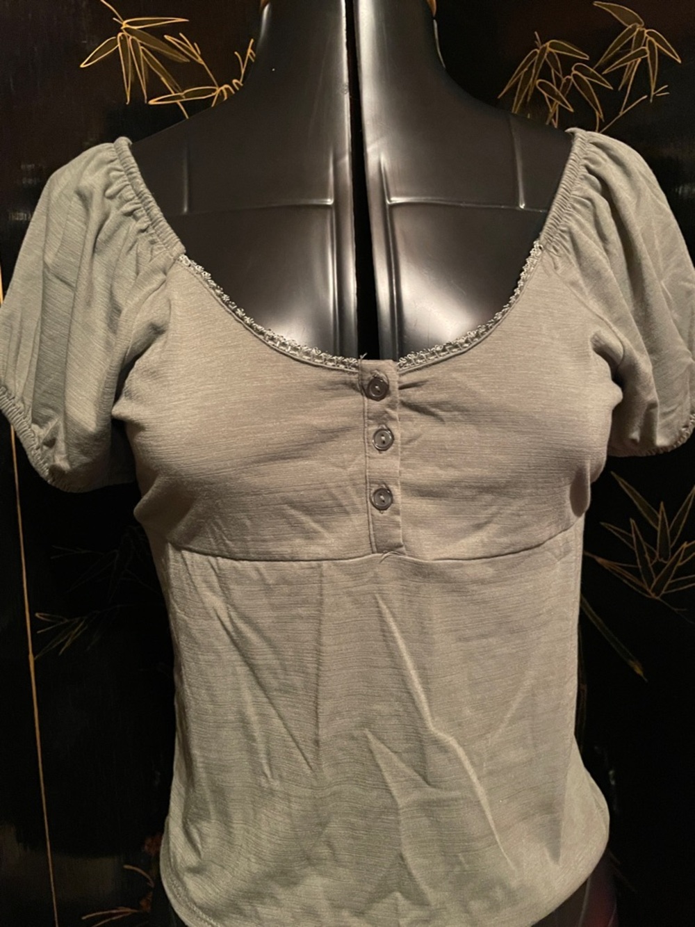 NWT Pink Rose Sage Green Short Sleeve Scoop Neck Top